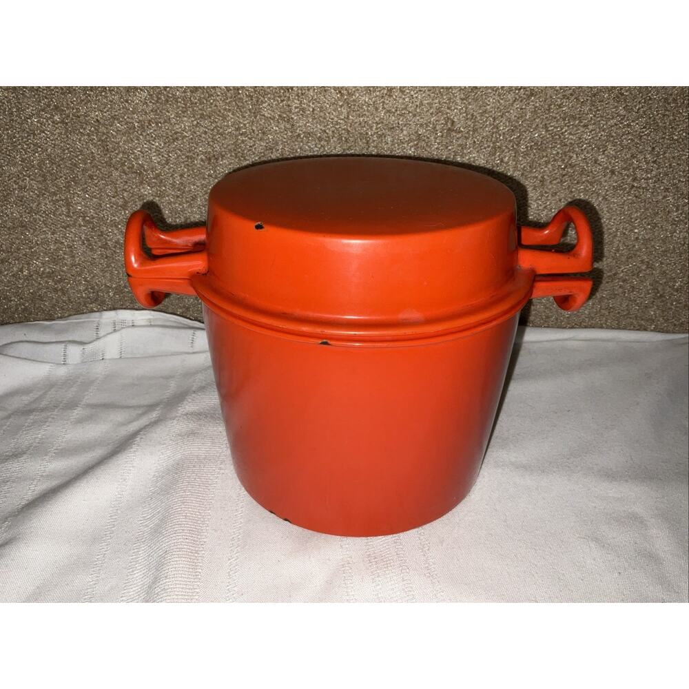 Vintage Dansk Orecast Orange Quistgaard Enamel Cast Iron Dutch Oven Pot 2QT
